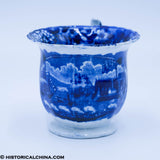 Landing of Lafayette Handled Custard Cup Historical Blue Staffordshire ZAM-161