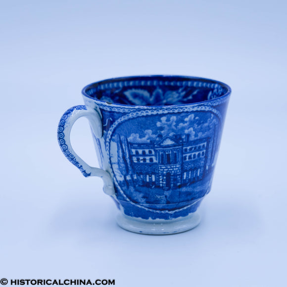 Hartford State House Handled Custard Cup Historical Blue Staffordshire ZAM-202