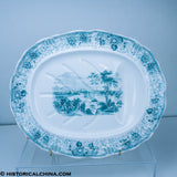 American Views Baltimore Green Transfer Well & Tree Platter Historical Staffordshire ZAM-470