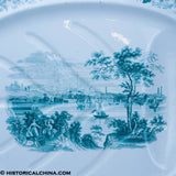 American Views Baltimore Green Transfer Well & Tree Platter Historical Staffordshire ZAM-470