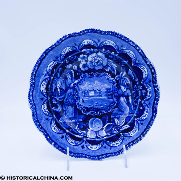 States Series Shallow Soup Plate Historical Blue Staffordshire ZAM-512