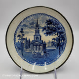 Octagon Church Boston Historical Blue Staffordshire Footed Compote ZAM-184
