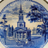 Octagon Church Boston Historical Blue Staffordshire Footed Compote ZAM-184