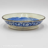 Octagon Church Boston Historical Blue Staffordshire Footed Compote ZAM-184