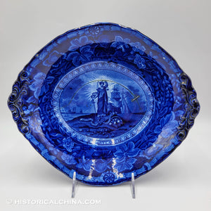 Arms of Maryland Historical Blue Staffordshire Footed Compote Thomas Mayer ZAM-168