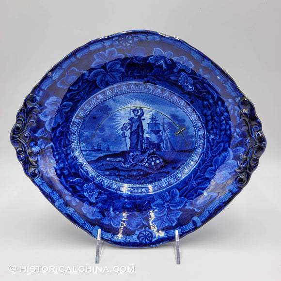 Arms of Maryland Historical Blue Staffordshire Footed Compote Thomas Mayer ZAM-168