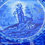 Arms of Maryland Historical Blue Staffordshire Footed Compote Thomas Mayer ZAM-168