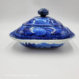 Quebec Covered Vegetable Dish Historical Blue Staffordshire ZAM-60