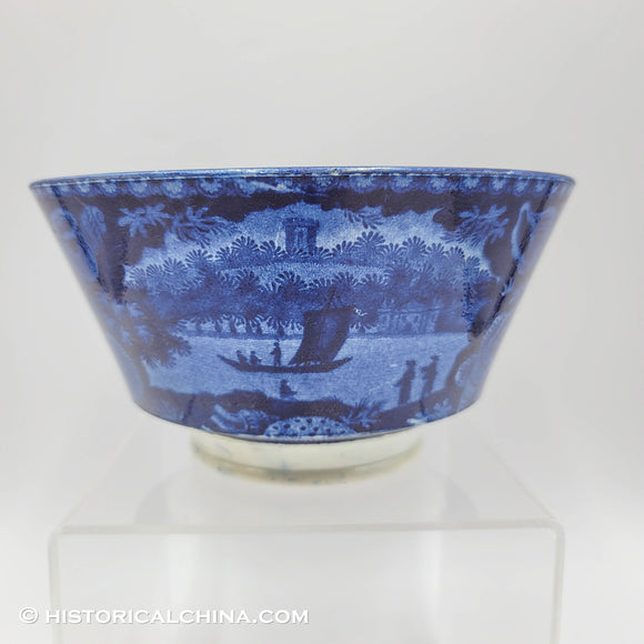 Wadsworth Tower Historical Blue Staffordshire Waste Bowl Seashell Border Enoch Wood ZAM-637