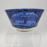 Wadsworth Tower Historical Blue Staffordshire Waste Bowl Seashell Border Enoch Wood ZAM-637