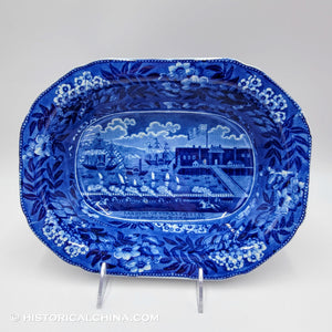 Landing of Lafayette Open Vegetable Dish Historical Blue Staffordshire ZAM-607