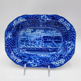 Landing of Lafayette Open Vegetable Dish Historical Blue Staffordshire ZAM-607