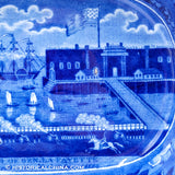 Landing of Lafayette Open Vegetable Dish Historical Blue Staffordshire ZAM-607