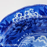 Landing of Lafayette Open Vegetable Dish Historical Blue Staffordshire ZAM-607