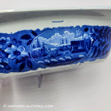 Landing of Lafayette Open Vegetable Dish Historical Blue Staffordshire ZAM-607