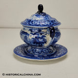 Charleston Exchange Round Form Tureen Lid Ladle & Tray Ridgway Historical Blue Staffordshire ZAM-594