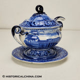 Charleston Exchange Round Form Tureen Lid Ladle & Tray Ridgway Historical Blue Staffordshire ZAM-594