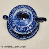 Charleston Exchange Round Form Tureen Lid Ladle & Tray Ridgway Historical Blue Staffordshire ZAM-594