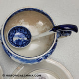 Charleston Exchange Round Form Tureen Lid Ladle & Tray Ridgway Historical Blue Staffordshire ZAM-594