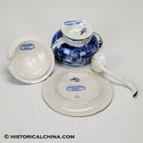 Charleston Exchange Round Form Tureen Lid Ladle & Tray Ridgway Historical Blue Staffordshire ZAM-594