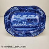 Landing of Lafayette 17" Platter Historical Blue Staffordshire Transferware ZAM-448