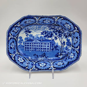 Hartford Deaf & Dumb Asylum Open Vegetable Dish Historical Blue Staffordshire Ridgway ZAM-617
