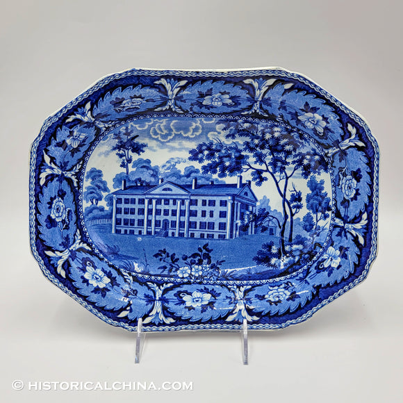Hartford Deaf & Dumb Asylum Open Vegetable Dish Historical Blue Staffordshire Ridgway ZAM-617