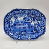 Hartford Deaf & Dumb Asylum Open Vegetable Dish Historical Blue Staffordshire Ridgway ZAM-617
