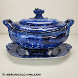 Landing of Lafayette Tureen Historical Blue Staffordshire ZAM-585