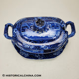 Landing of Lafayette Tureen Historical Blue Staffordshire ZAM-585