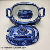 Landing of Lafayette Tureen Historical Blue Staffordshire ZAM-585