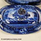 Landing of Lafayette Tureen Historical Blue Staffordshire ZAM-585
