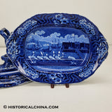 Landing of Lafayette Tureen Historical Blue Staffordshire ZAM-585