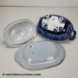 Landing of Lafayette Tureen Historical Blue Staffordshire ZAM-585
