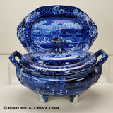 Landing of Lafayette Tureen Historical Blue Staffordshire ZAM-585