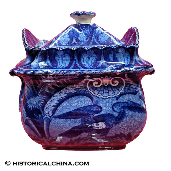 American Eagle Sugar Bowl Historical Blue Staffordshire ZAM-527