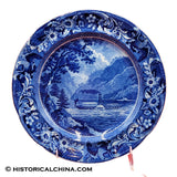 10 1/4" Highlands North River Hudson River Historical Blue Staffordshire Plate Extremely Rare View ZAM-391