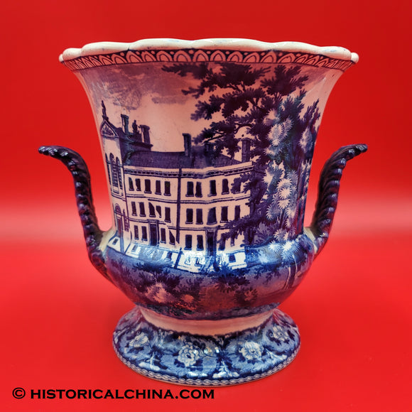Alms House Vase Ridgway Beauties of America Series Historical Blue Staffordshire ZAM-599