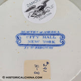 City Hall Footed Compote Ridgway Beauties of America Series Historical Blue Staffordshire ZAM-169