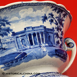 City Hall Footed Compote Ridgway Beauties of America Series Historical Blue Staffordshire ZAM-169