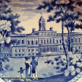 City Hall Footed Compote Ridgway Beauties of America Series Historical Blue Staffordshire ZAM-169