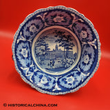 City Hall Footed Compote Ridgway Beauties of America Series Historical Blue Staffordshire ZAM-169