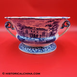 City Hall Footed Compote Ridgway Beauties of America Series Historical Blue Staffordshire ZAM-169