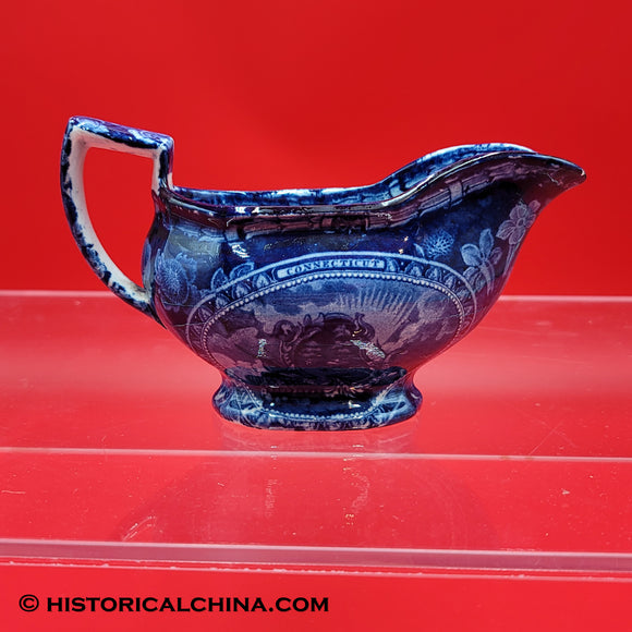 Arms of Connecticut Creamer Blue Historical Staffordshire Transferware ZAM-63