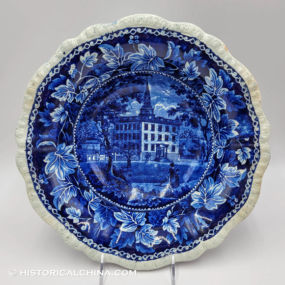 Lawrence Mansion Boston Wash Basin Bowl Historical Blue Staffordshire ZAM-40