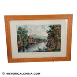 Original "Moosehead Lake" Currier & Ives Hand Colored Lithograph Old Antique Print LAM-106