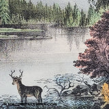 Original "Moosehead Lake" Currier & Ives Hand Colored Lithograph Old Antique Print LAM-106