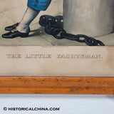 Darling ca. 1875 Image! "The Little Yachtsman" Currier & Ives Hand Colored Lithograph Old Antique Print LAM-107