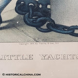 Darling ca. 1875 Image! "The Little Yachtsman" Currier & Ives Hand Colored Lithograph Old Antique Print LAM-107