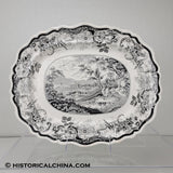 Picturesque Views "Newburg Hudson River New York" Black Transfer Staffordshire Platter LAM-4